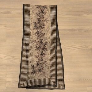Ellen Tracy Silk Floral And Geometric Sheer Scarf